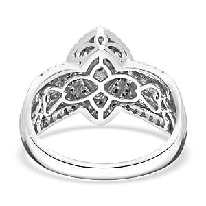 D&rsquo;Joy Diamond 1.00 ctw Marquise Silhouette Ring in Rhodium Over Sterling Silver (Size 10.0) 