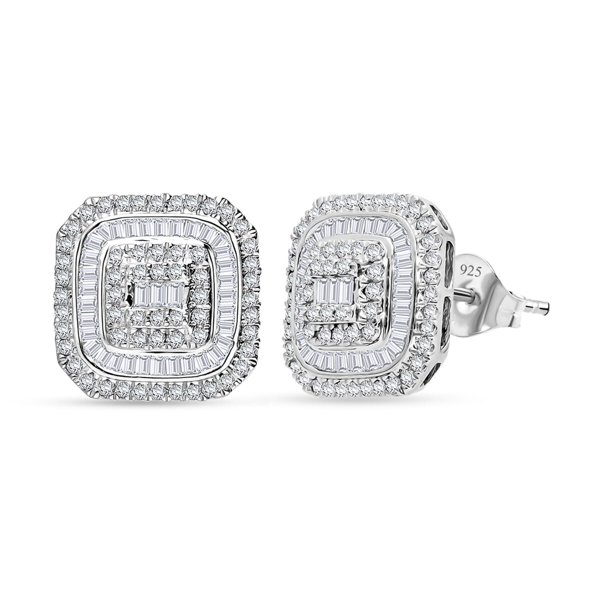 D’Joy Diamond 1.00 ctw Mosaic Art Earrings in Rhodium Over Sterling Silver  image number 0