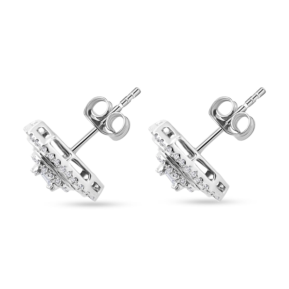 D’Joy Diamond 1.00 ctw Mosaic Art Earrings in Rhodium Over Sterling Silver  image number 2