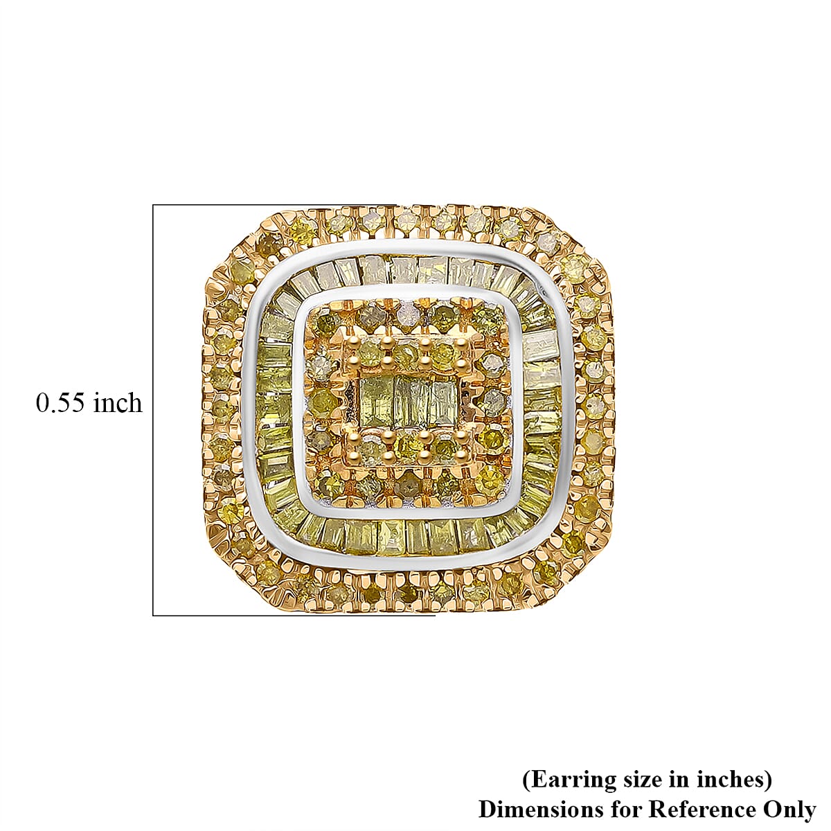 D'Joy Yellow Diamond 1.00 ctcw Mosaic Art Earrings in Rhodium Over Sterling Silver image number 3
