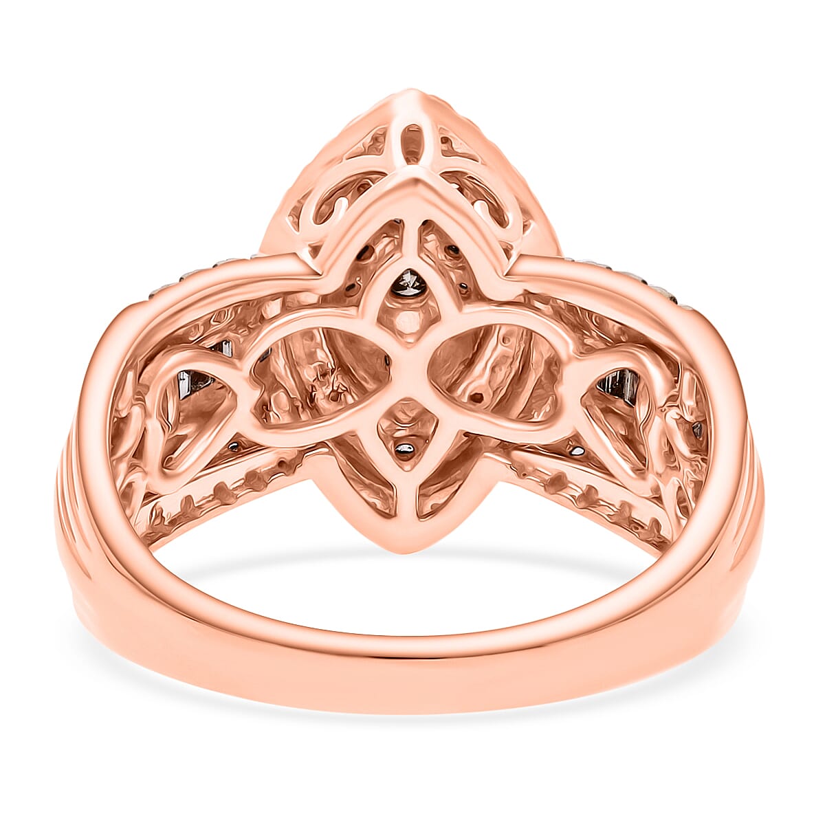 D'Joy Natural Champagne Diamond 1.00 ctw Marquise Silhouette Ring in 18K Vermeil Rose Gold Over Sterling Silver (Size 6.0)