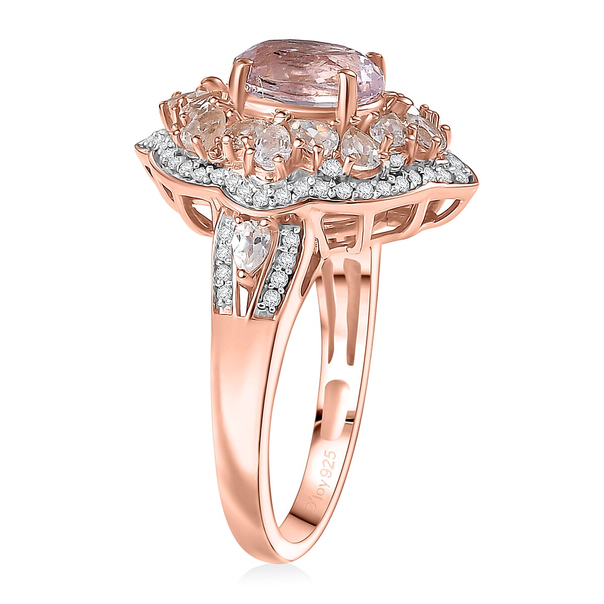 D'Joy Martha Rocha Kunzite and White Zircon 3.50 ctw Ring in 18K Vermeil Rose Gold Over Sterling Silver (Size 7.0) image number 3
