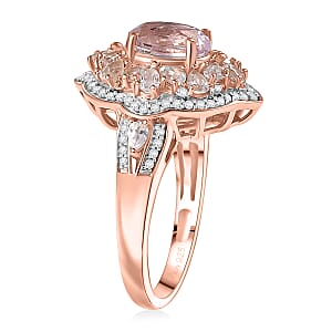 D'Joy Martha Rocha Kunzite and White Zircon 3.50 ctw Ring in 18K Vermeil Rose Gold Over Sterling Silver (Size 7.0)