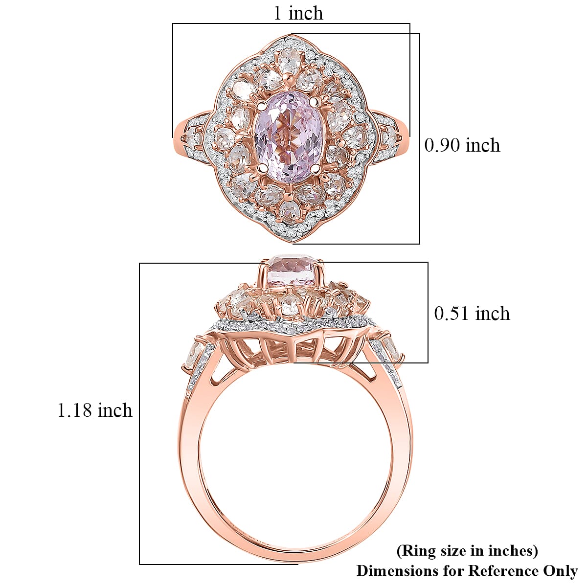D'Joy Martha Rocha Kunzite and White Zircon 3.50 ctw Ring in 18K Vermeil Rose Gold Over Sterling Silver (Size 7.0) image number 5