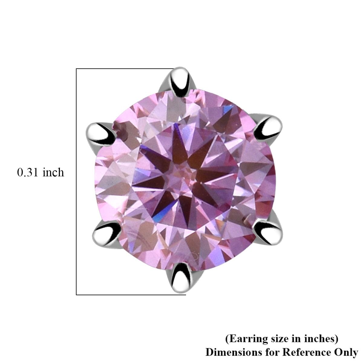 D'Joy Pink Moissanite 1.90 ctw Solitaire Stud Earrings in Rhodium Over Sterling Silver image number 5