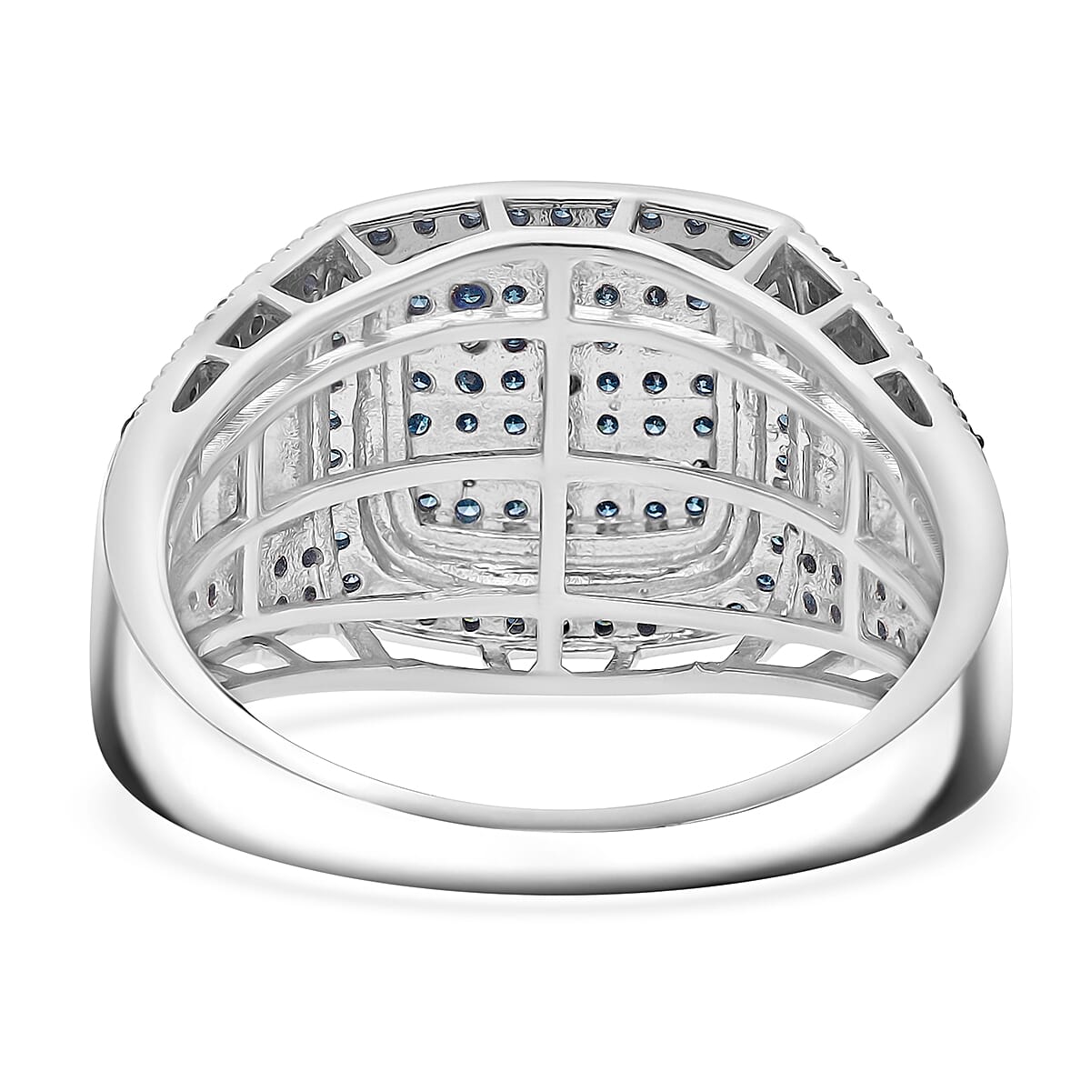 D’Joy Blue Diamond (IR) Ring in Rhodium Over Sterling Silver (Size 10.0) 0.75 ctw image number 3