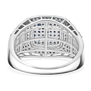 D&rsquo;Joy Blue Diamond 0.75 ctw Men's Ring in Rhodium Over Sterling Silver (Size 10.0)