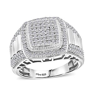 D’Joy Diamond 0.75 ctw Men's Ring in Rhodium Over Sterling Silver (Size 10.0) 