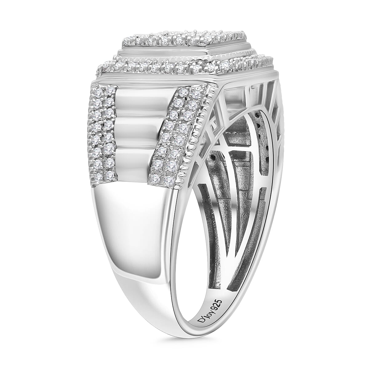 D’Joy Diamond 0.75 ctw Men's Ring in Rhodium Over Sterling Silver (Size 10.0)  image number 3
