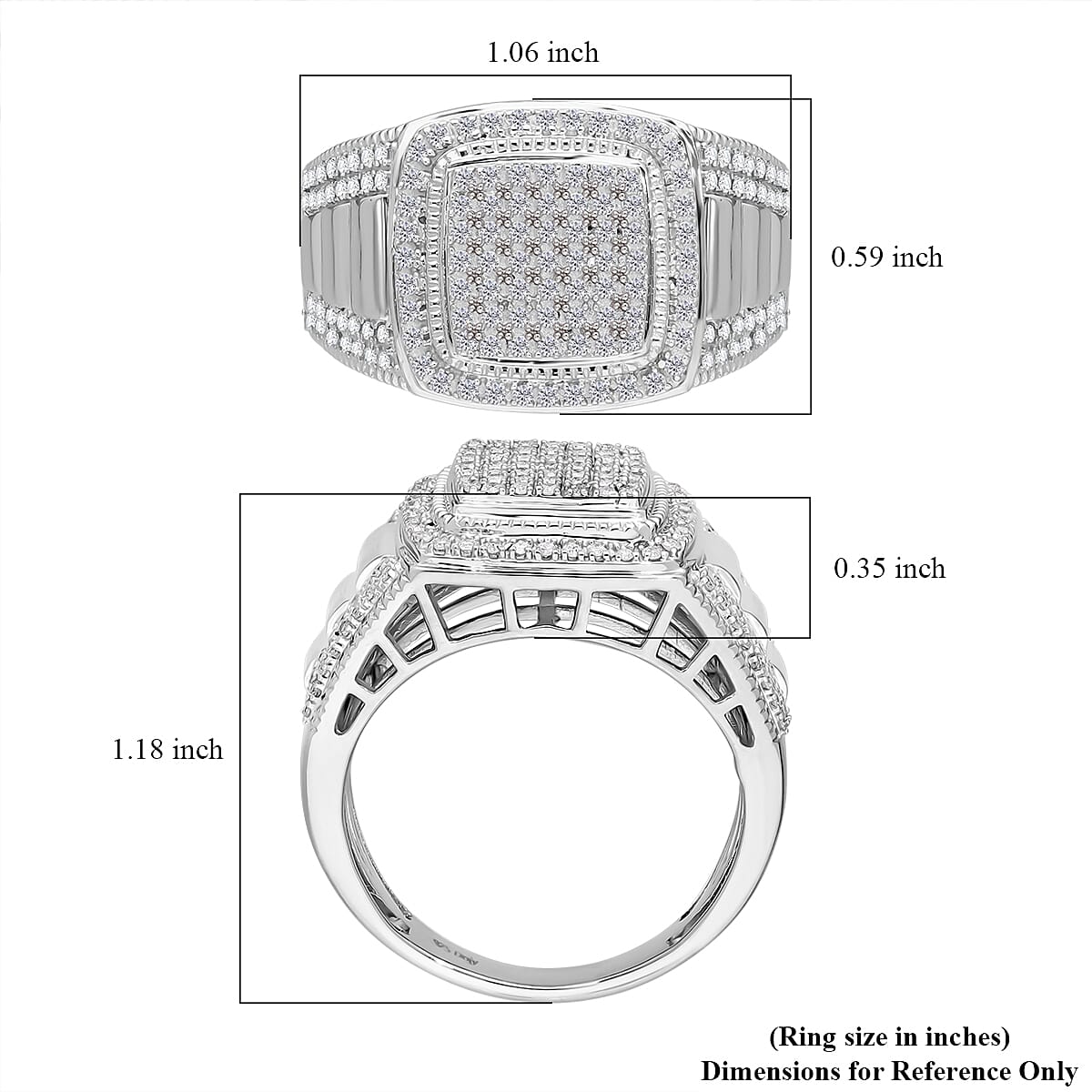 D’Joy Diamond 0.75 ctw Men's Ring in Rhodium Over Sterling Silver (Size 10.0)  image number 4