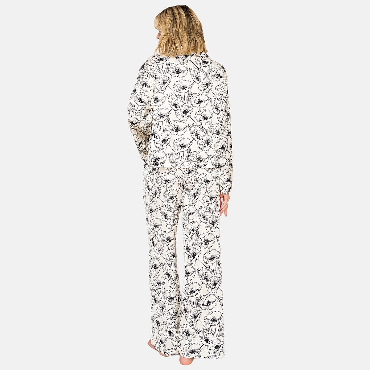 Badgley Mischka Black Poppy Satin Pajama Set - M image number 1