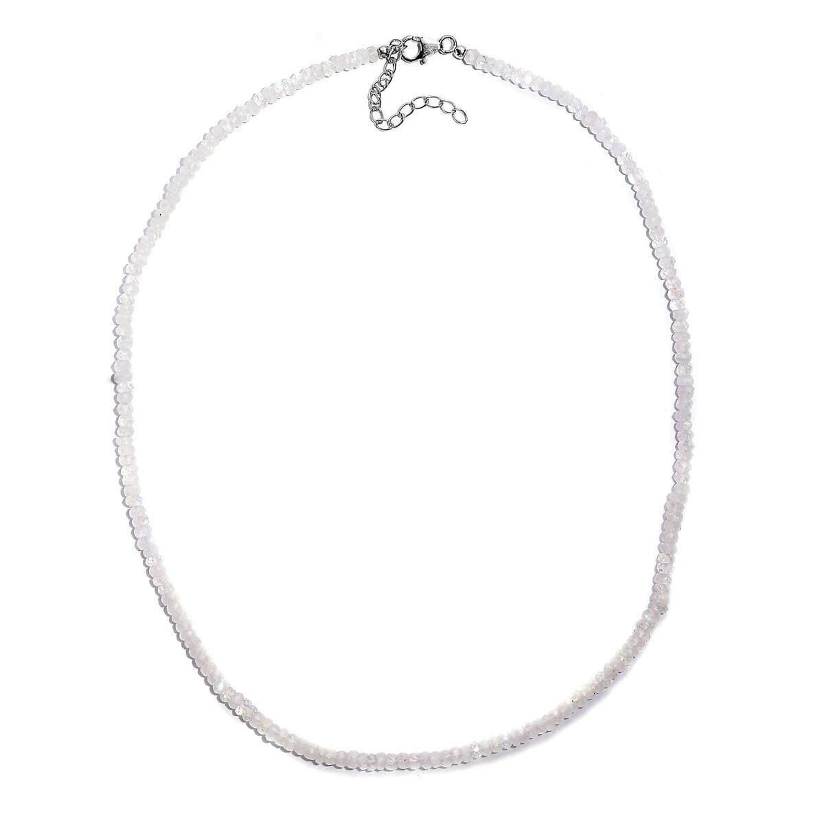 Rainbow Moonstone Moonlit Whisper Beaded 52.00 ctw Necklace 18 Inches in Rhodium Over Sterling Silver image number 3