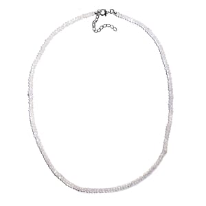 Rainbow Moonstone Moonlit Whisper Beaded 52.00 ctw Necklace 18 Inches in Rhodium Over Sterling Silver