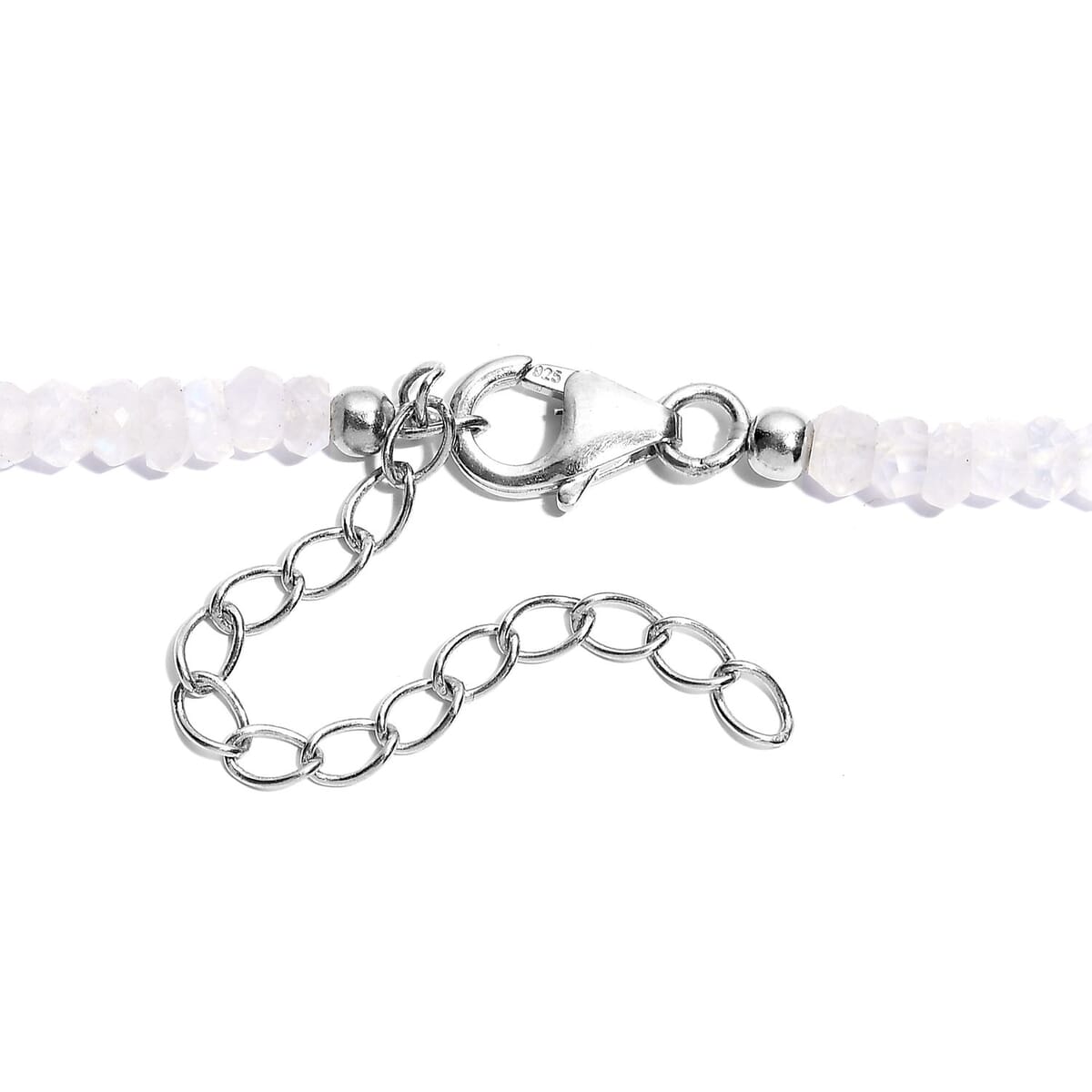 Rainbow Moonstone Moonlit Whisper Beaded 52.00 ctw Necklace 18 Inches in Rhodium Over Sterling Silver image number 4