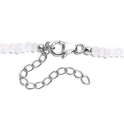 Rainbow Moonstone Moonlit Whisper Beaded 52.00 ctw Necklace 18 Inches in Rhodium Over Sterling Silver