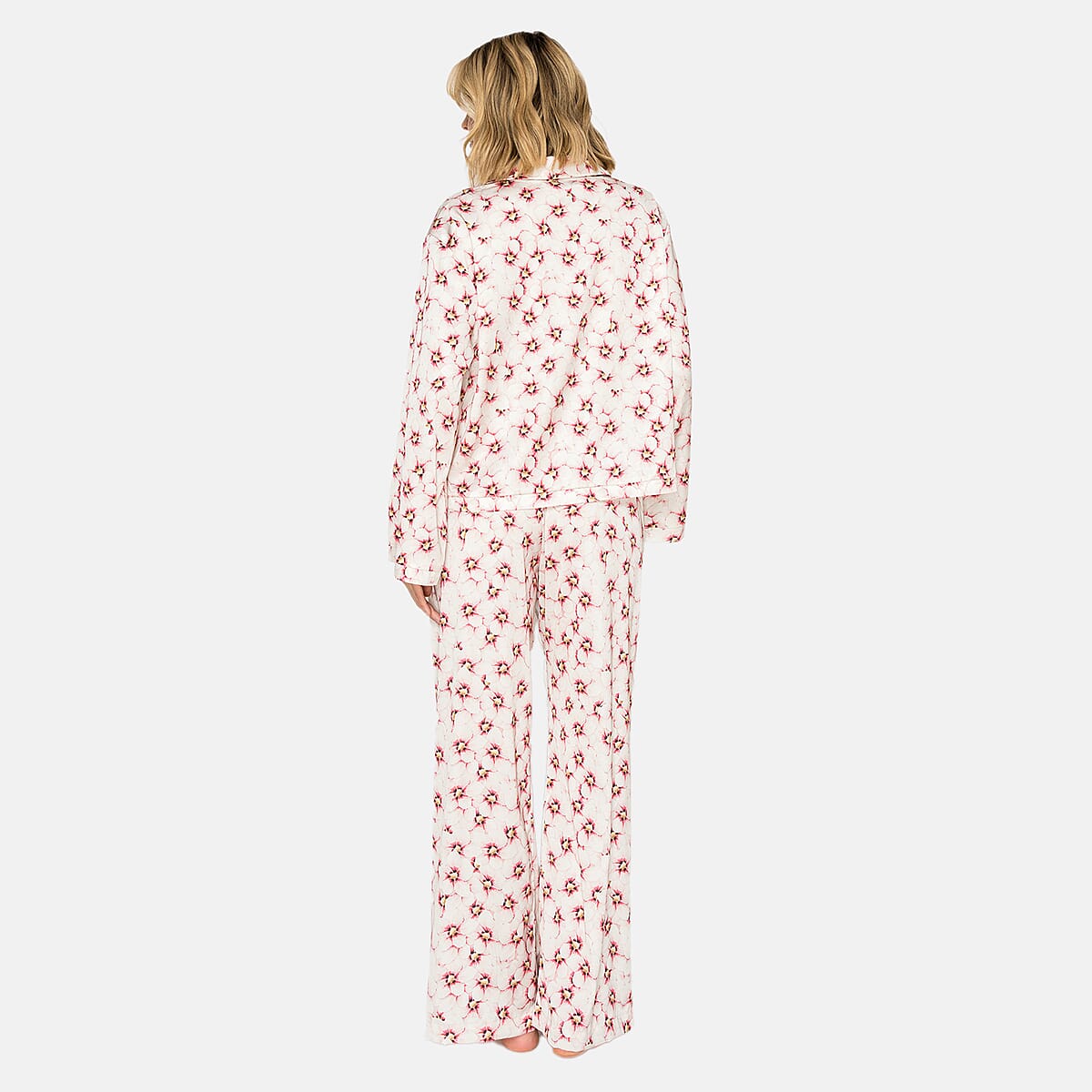 Badgley Mischka Rose Floral Satin Pajama Set - M image number 1