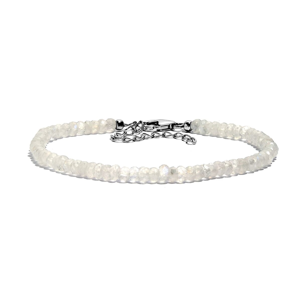 Rainbow Moonstone 20.00 ctw Moonlit Whisper Beaded Bracelet in Rhodium Over Sterling Silv (7.25 In)  image number 0