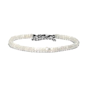 Rainbow Moonstone 20.00 ctw Moonlit Whisper Beaded Bracelet in Rhodium Over Sterling Silv (7.25 In) 