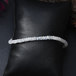 Rainbow Moonstone 20.00 ctw Moonlit Whisper Beaded Bracelet in Rhodium Over Sterling Silv (7.25 In) 