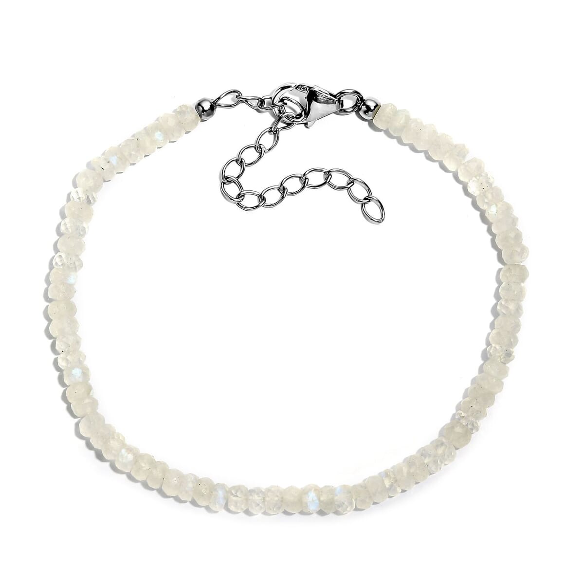 Rainbow Moonstone 20.00 ctw Moonlit Whisper Beaded Bracelet in Rhodium Over Sterling Silv (7.25 In)  image number 3