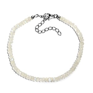 Rainbow Moonstone 20.00 ctw Moonlit Whisper Beaded Bracelet in Rhodium Over Sterling Silv (7.25 In) 
