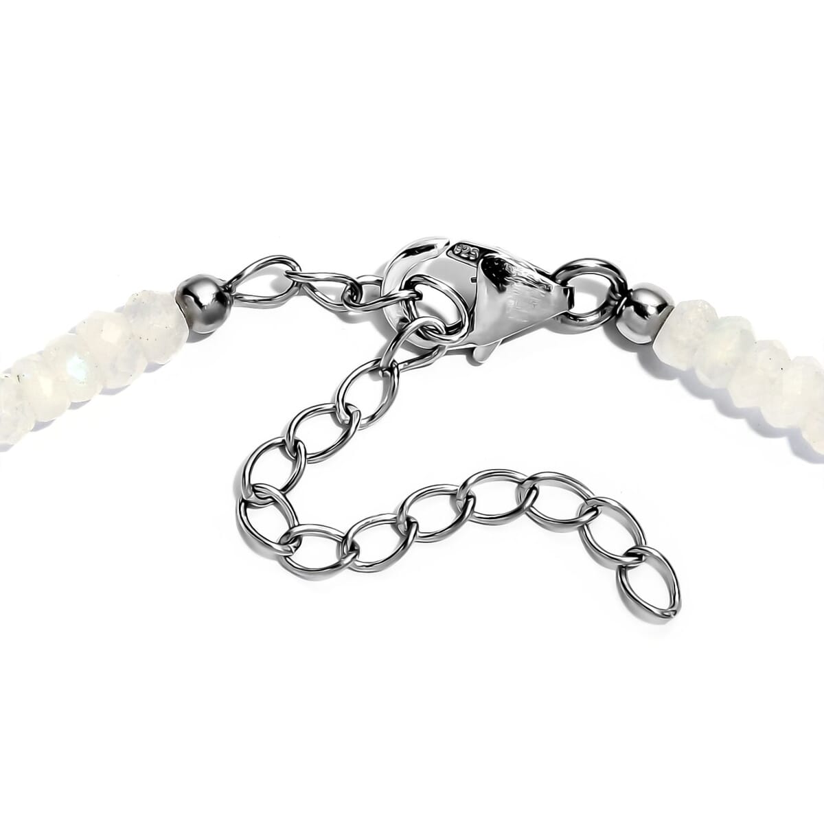 Rainbow Moonstone 20.00 ctw Moonlit Whisper Beaded Bracelet in Rhodium Over Sterling Silv (7.25 In)  image number 4