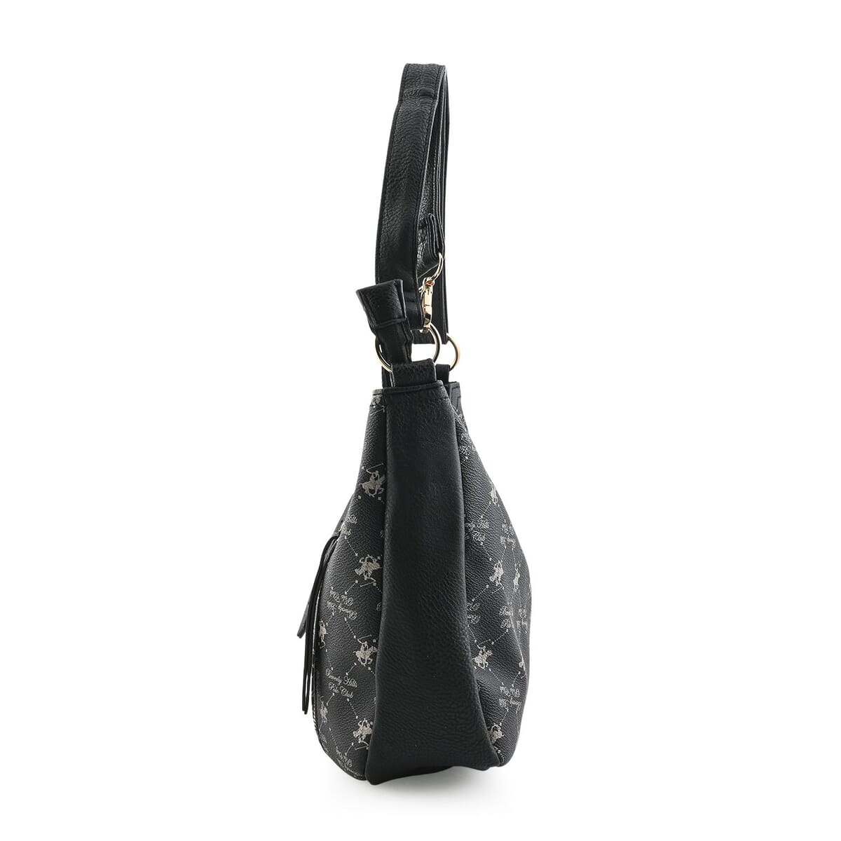 Beverly Hills Polo Club Black Logo Pattern Vegan Leather Shoulder Bag image number 2