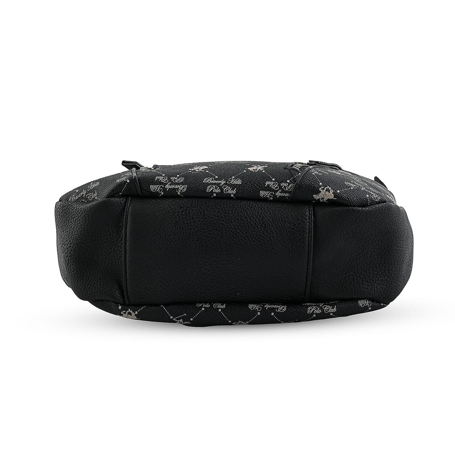 Beverly Hills Polo Club Black Logo Pattern Vegan Leather Shoulder Bag