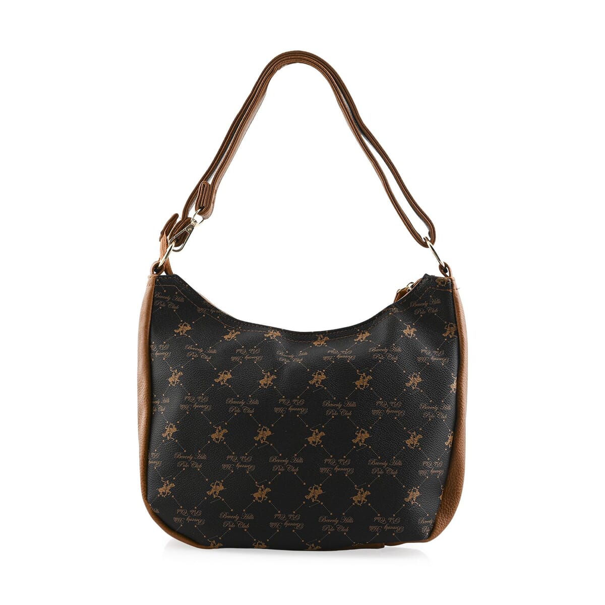 Beverly Hills Polo Club Brown Logo Pattern Vegan Leather Shoulder Bag image number 1