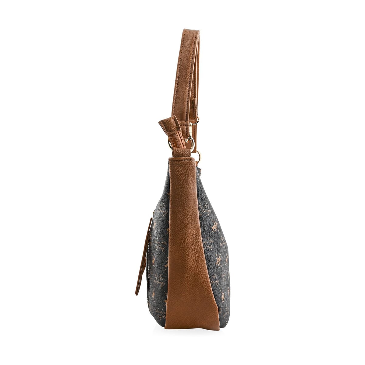Beverly Hills Polo Club Brown Logo Pattern Vegan Leather Shoulder Bag image number 3