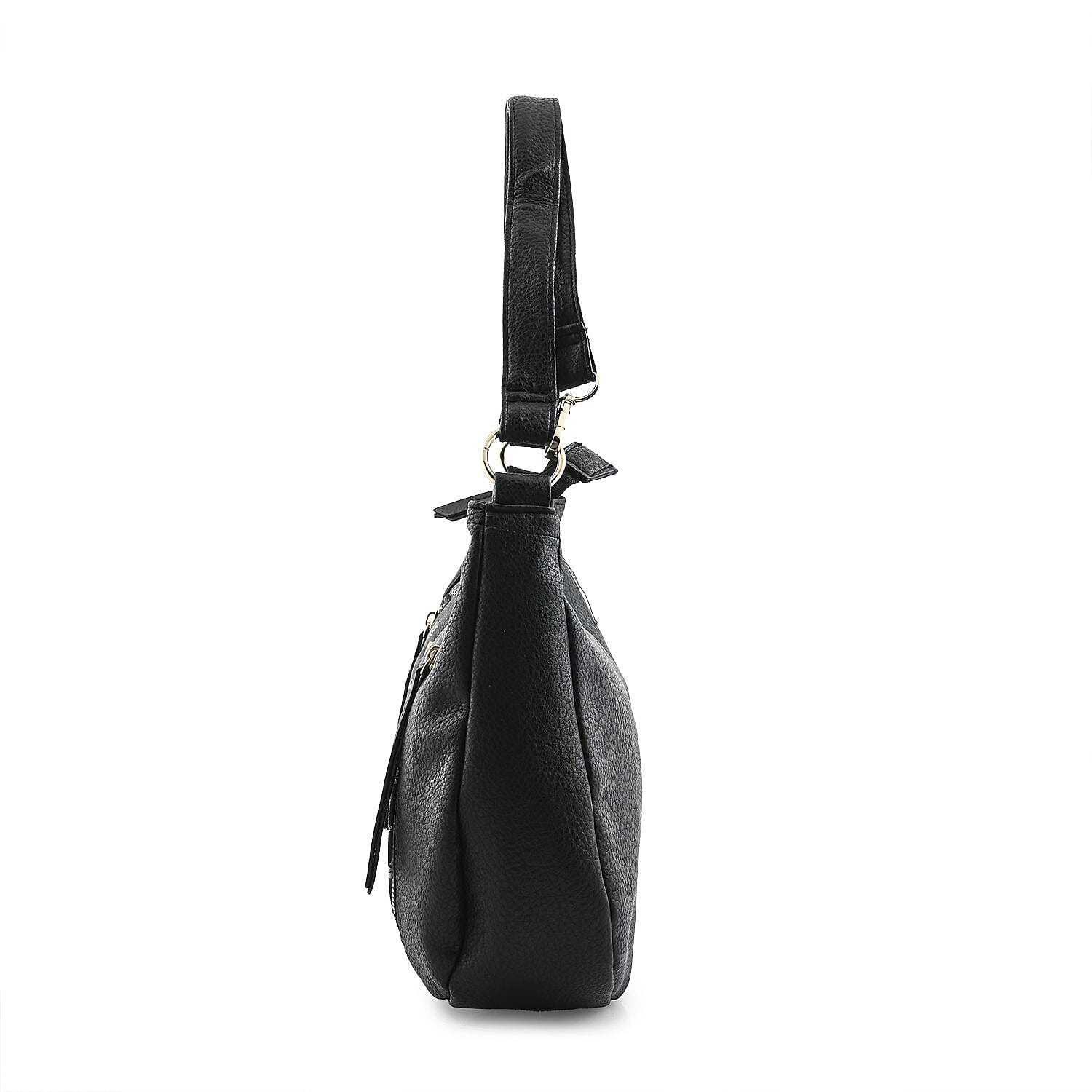 Beverly Hills Polo Club Black Logo Pattern & Solid Vegan Leather Shoulder Bag