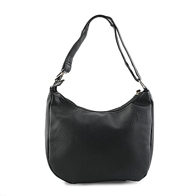 Beverly Hills Polo Club Black Logo Pattern & Solid Vegan Leather Shoulder Bag