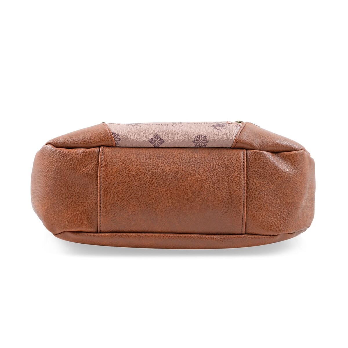 Beverly Hills Polo Club Taupe Logo Pattern & Solid Vegan Leather Shoulder Bag image number 2