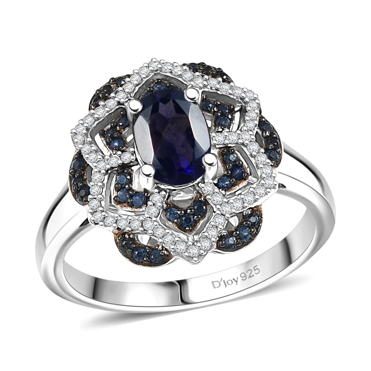 D'Joy Catalina Iolite and Multi Gemstone 1.25 ctw Starblossom Ring in Rhodium Over Sterling Silver (Size 10.0) image number 0