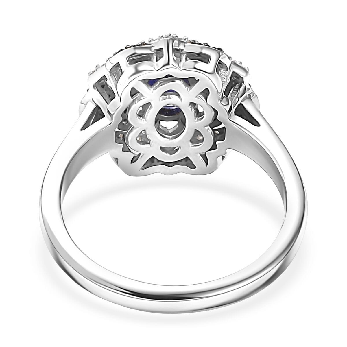 D'Joy Catalina Iolite and Multi Gemstone 1.25 ctw Starblossom Ring in Rhodium Over Sterling Silver (Size 10.0) image number 4