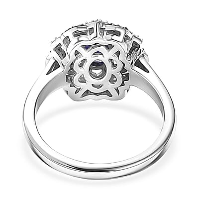 D'Joy Catalina Iolite and Multi Gemstone 1.25 ctw Starblossom Ring in Rhodium Over Sterling Silver (Size 5.0)