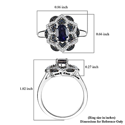 D'Joy Catalina Iolite and Multi Gemstone 1.25 ctw Starblossom Ring in Rhodium Over Sterling Silver (Size 5.0)