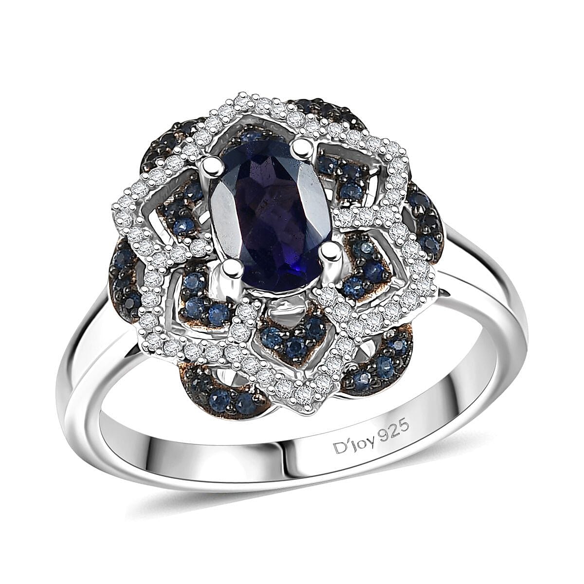 D'Joy Catalina Iolite and Multi Gemstone 1.25 ctw Starblossom Ring in Rhodium Over Sterling Silver (Size 8.0) image number 0