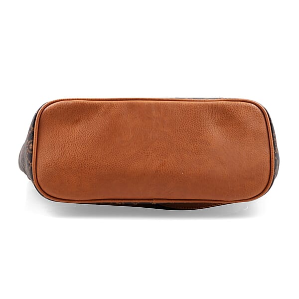Beverly Hills Polo Club Brown Logo & Link Pattern Vegan Leather Shoulder Bag