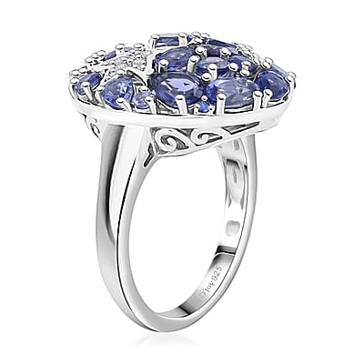 D'Joy Catalina Iolite and Multi Gemstone 3.30 ctw Midnight Nova Ring in Rhodium Over Sterling Silver (Size 10.0) (Del. in 10-12 Days)