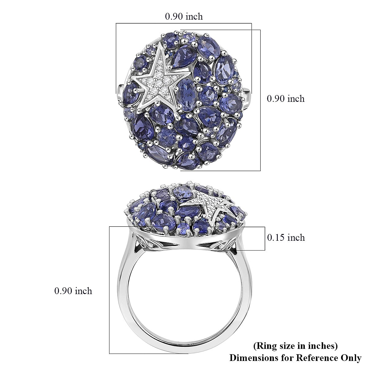 D'Joy Catalina Iolite and Multi Gemstone 3.30 ctw Wish Keeper Ring in Rhodium Over Sterling Silver (Size 10.0) (Del. in 10-12 Days) image number 5