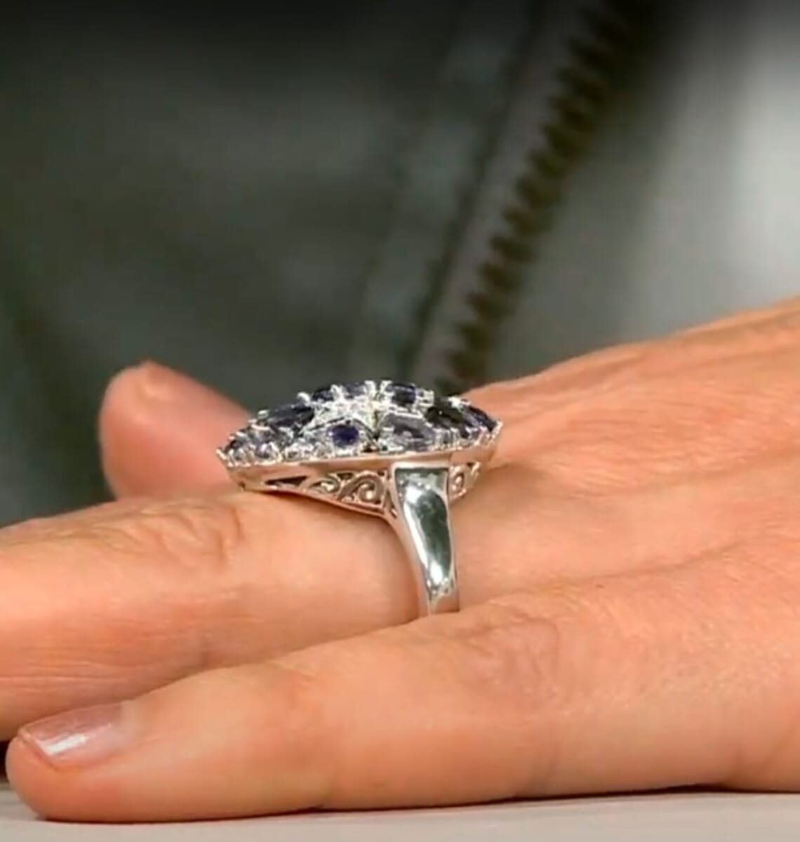 D'Joy Catalina Iolite and Multi Gemstone 3.30 ctw Midnight Nova Ring in Rhodium Over Sterling Silver (Size 7.0) image number 4