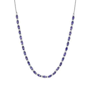 D'Joy Catalina Iolite and Moissanite 6.00 ctw Starlit Strand Necklace in Rhodium Over Sterling Silver 18 Inches