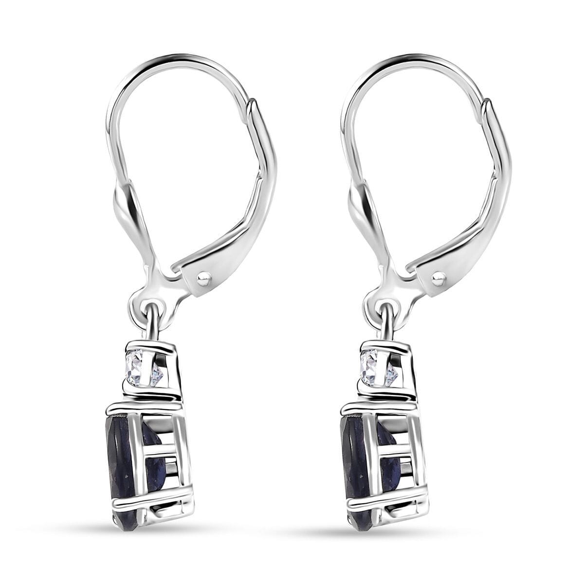 D'Joy Catalina Iolite and Moissanite 1.50 ctw Timeless Grace Earrings in Rhodium Over Sterling Silver image number 4