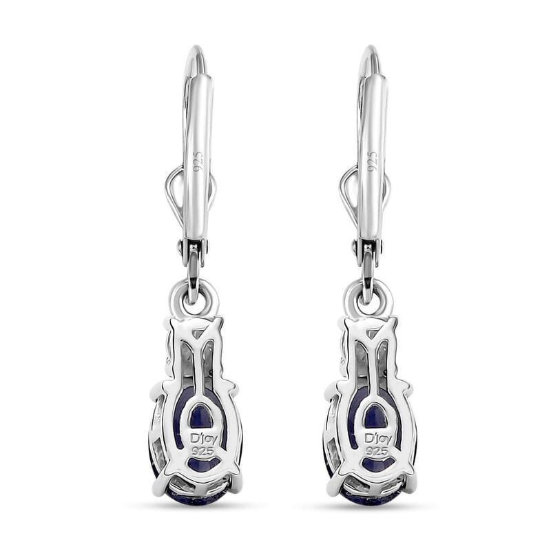 D'Joy Catalina Iolite and Moissanite 1.50 ctw Timeless Grace Earrings in Rhodium Over Sterling Silver