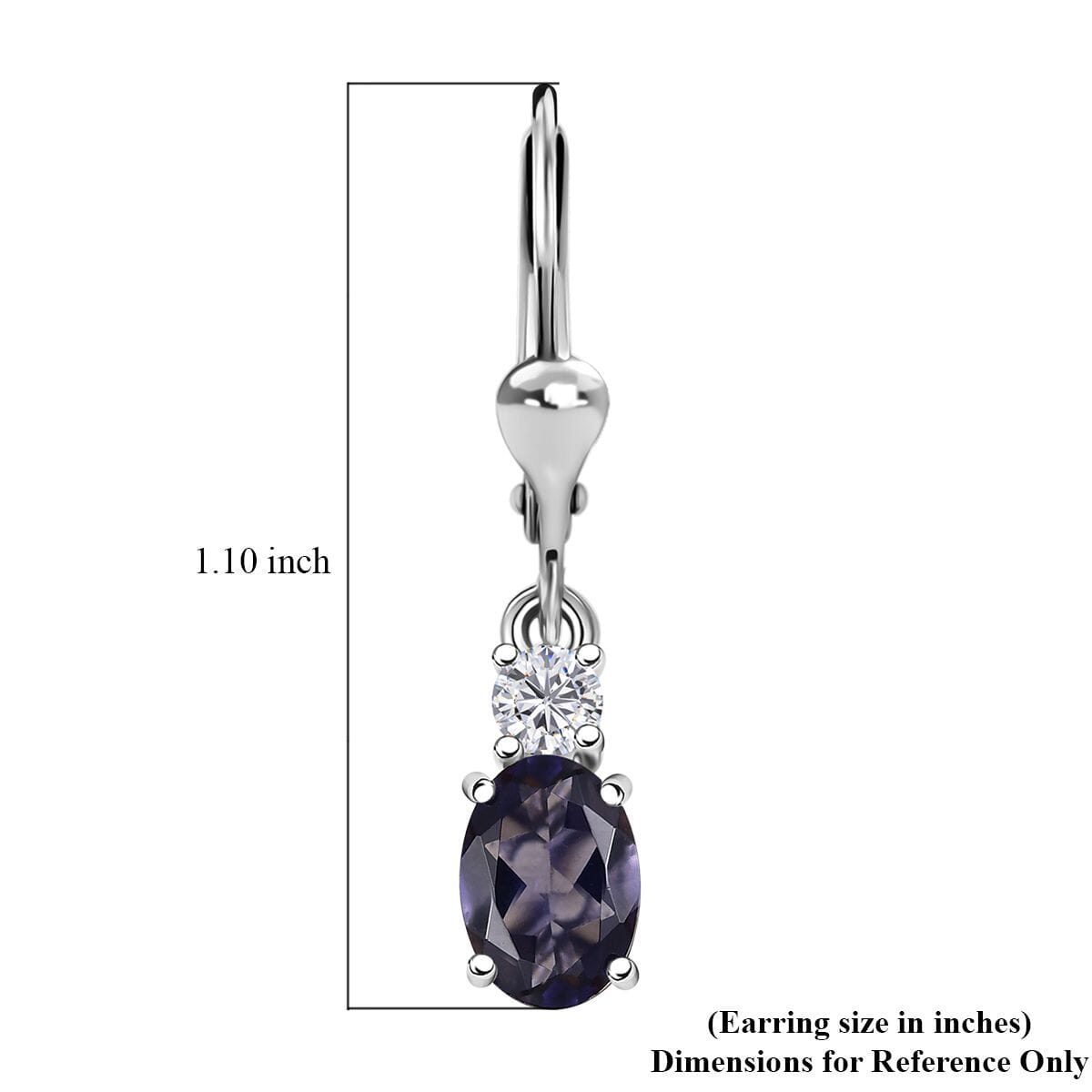 D'Joy Catalina Iolite and Moissanite 1.50 ctw Timeless Grace Earrings in Rhodium Over Sterling Silver image number 6