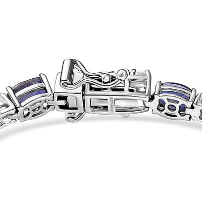 D'Joy Catalina Iolite and Premium Malagasy Moonstone 9.60 ctw Moonthread Bracelet in Rhodium Over Sterling Silver (7.25 In)