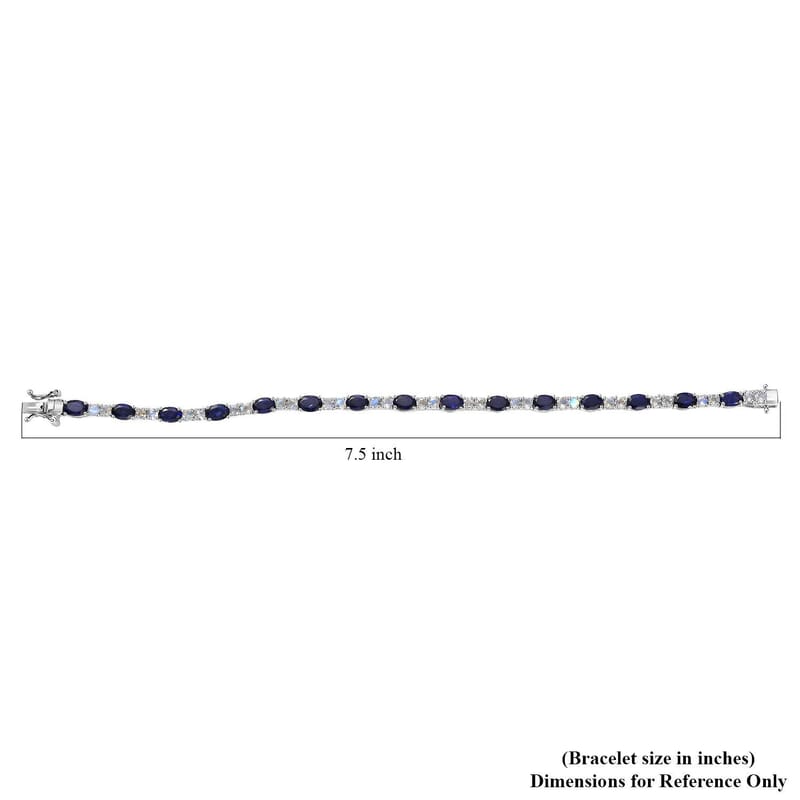D'Joy Catalina Iolite and Premium Malagasy Moonstone 9.60 ctw Moonthread Bracelet in Rhodium Over Sterling Silver (7.25 In)