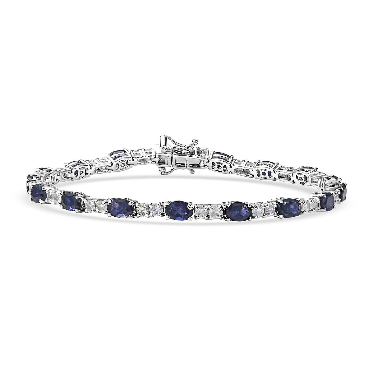 Epic Deal D'Joy Catalina Iolite and Premium Malagasy Moonstone 9.20 ctw Moonthread Bracelet in Rhodium Over Sterling Silver (8.00 In) image number 0