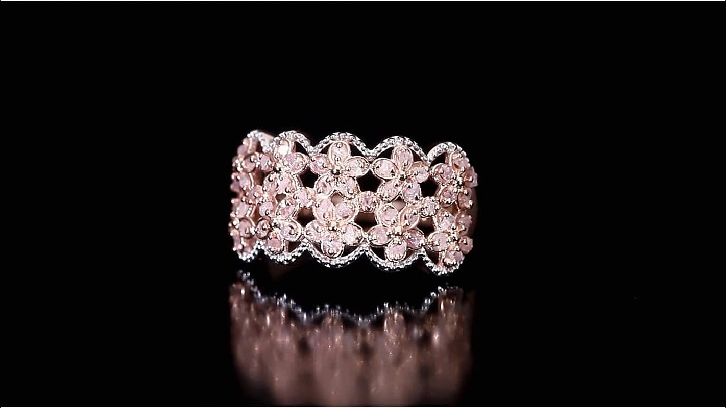 D'Joy Uncut Natural Pink Diamond Ring in 18K Vermeil RG Over Sterling Silver (Size 10.0) 0.25 ctw